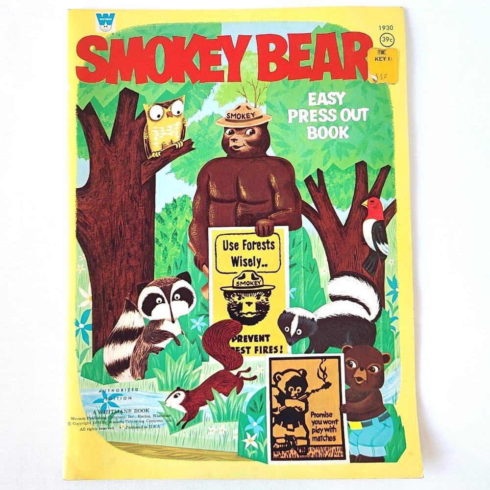 1970 Smokey Bear Easy Press Out Book Childrens Activity Whitman Vintage Unused